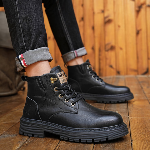 Men's Genuine Leather Retro British Shock Absorbing Workwear Boots