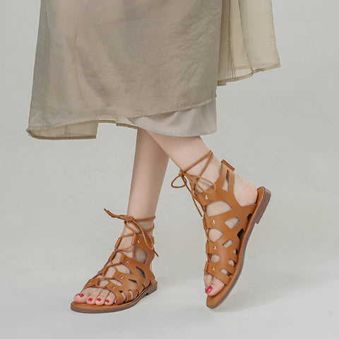 Women's Roman Style Fashionable Versatile Hollow Strap Sandals
