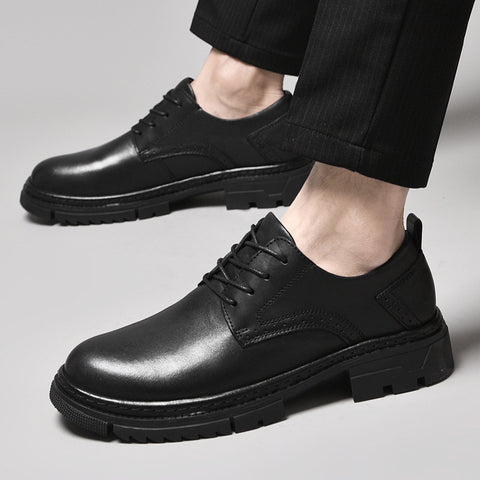 Men's Top Layer Cowhide Versatile Comfortable Thick-Soled Oxfords