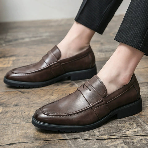 Men's Leather Retro British Breathable Lazy Loafers