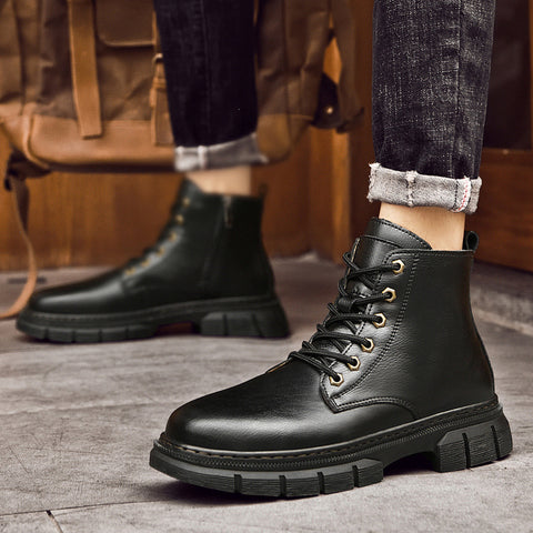 Men's All-Match Cowhide High-Top Large-Size Boots