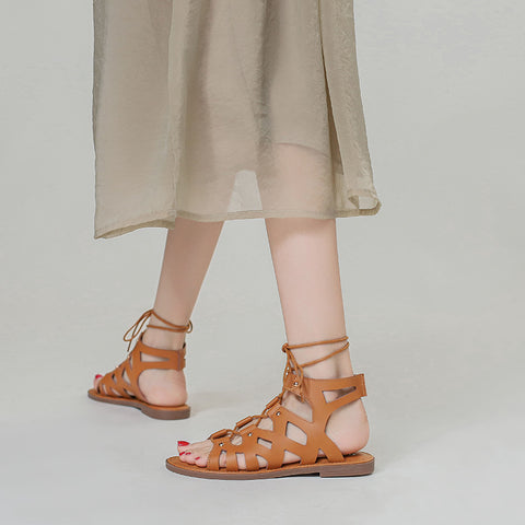 Women's Roman Style Fashionable Versatile Hollow Strap Sandals