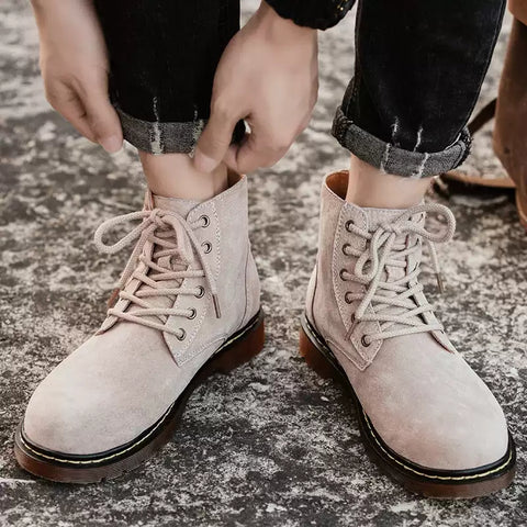 Men's Leather Outdoor Retro Casual Height-Enhancing Large Size Boots