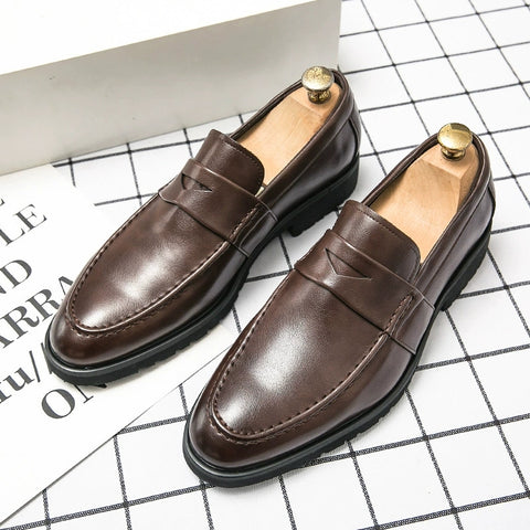 Men's Leather Retro British Breathable Lazy Loafers