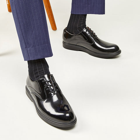 Men's Genuine Leather British Business Shiny Non-Slip Wear-Resistant Oxfords