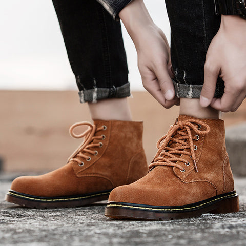 Men's Leather Outdoor Retro Casual Height-Enhancing Large Size Boots