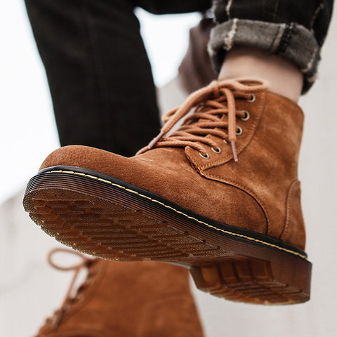Men's Leather Outdoor Retro Casual Height-Enhancing Large Size Boots
