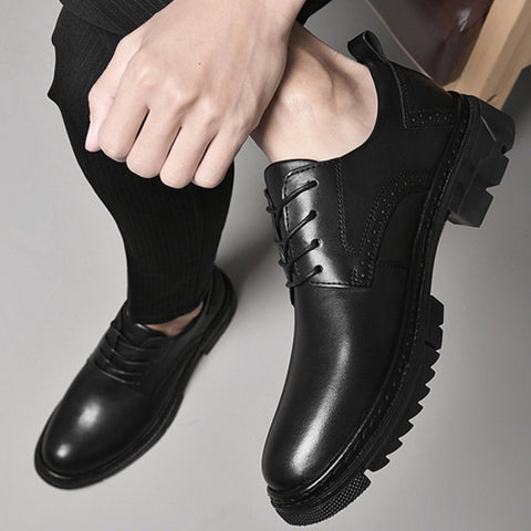 Men's Top Layer Cowhide Versatile Comfortable Thick-Soled Oxfords
