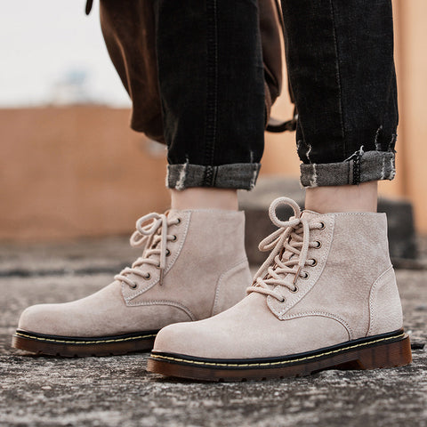 Men's Leather Outdoor Retro Casual Height-Enhancing Large Size Boots