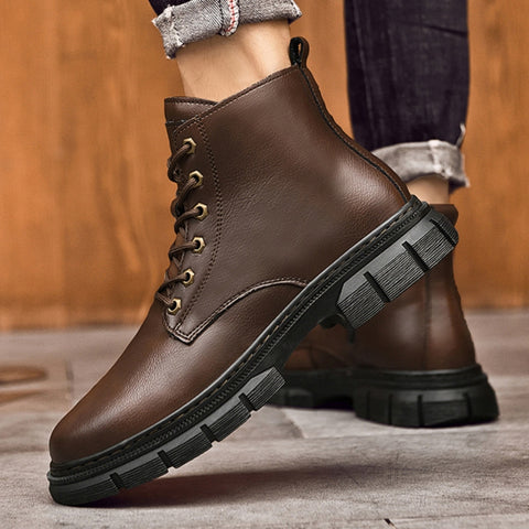 Men's All-Match Cowhide High-Top Large-Size Boots