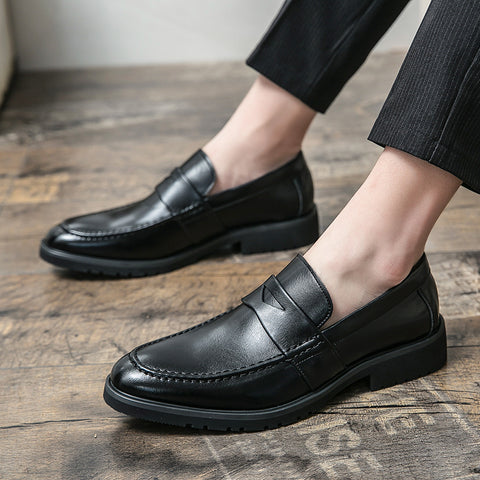 Men's Leather Retro British Breathable Lazy Loafers