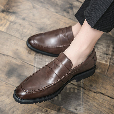 Men's Leather Retro British Breathable Lazy Loafers