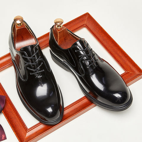Men's Genuine Leather British Business Shiny Non-Slip Wear-Resistant Oxfords