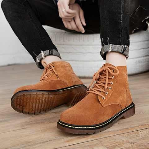 Men's Leather Outdoor Retro Casual Height-Enhancing Large Size Boots