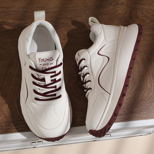 Women's Genuine Leather Casual Versatile Thick Sole Non-Slip Sneakers