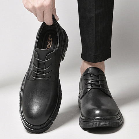 Men's Top Layer Cowhide Versatile Comfortable Thick-Soled Oxfords