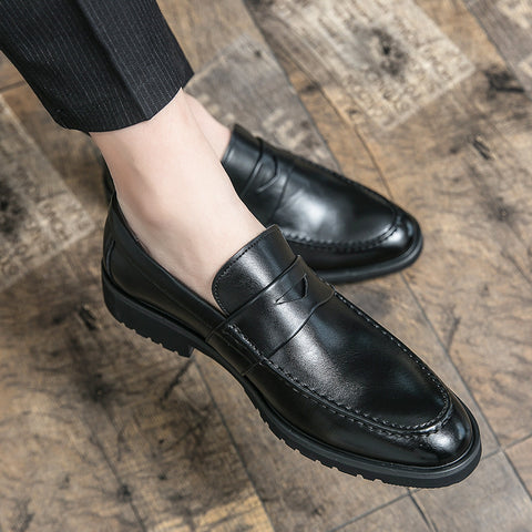 Men's Leather Retro British Breathable Lazy Loafers