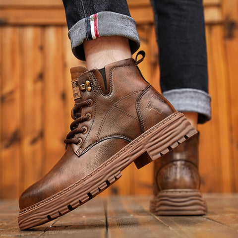 Men's Genuine Leather Retro British Shock Absorbing Workwear Boots