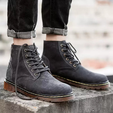 Men's Leather Outdoor Retro Casual Height-Enhancing Large Size Boots