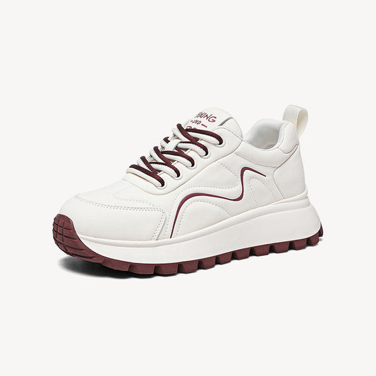 Women's Genuine Leather Casual Versatile Thick Sole Non-Slip Sneakers