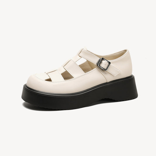 Women's Genuine Leather Roman Simple Fashionable Flat Hollow Sandals