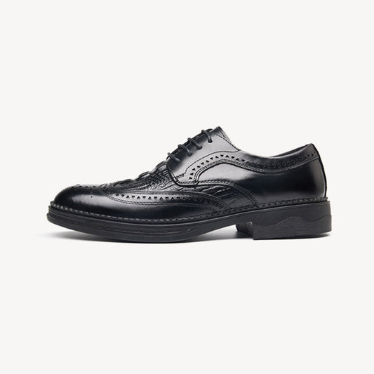 Men's Genuine Leather British Business Lace-Up Carved Breathable Oxfords