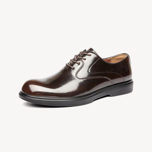 Men's Genuine Leather British Business Shiny Non-Slip Wear-Resistant Oxfords