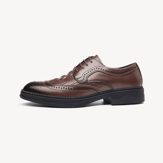 Men's Genuine Leather British Business Lace-Up Carved Breathable Oxfords