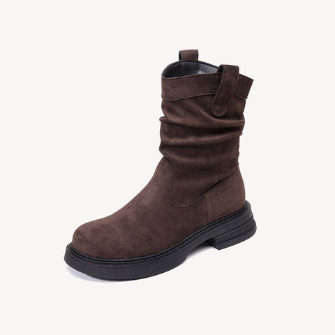 Women's Suede Retro Fashion Versatile Breathable Thick-Soled Short Boots