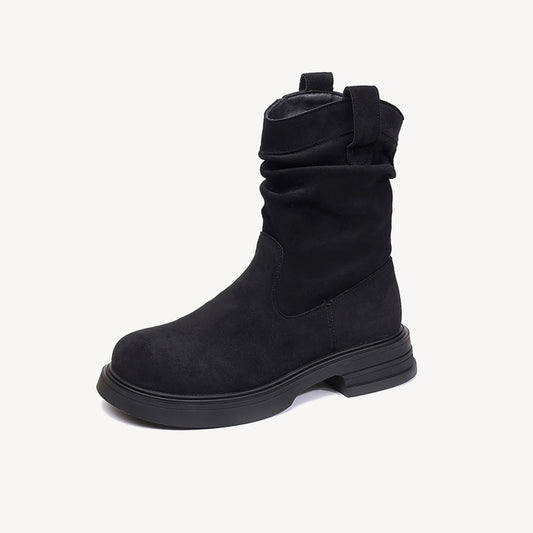 Women's Suede Retro Fashion Versatile Breathable Thick-Soled Short Boots